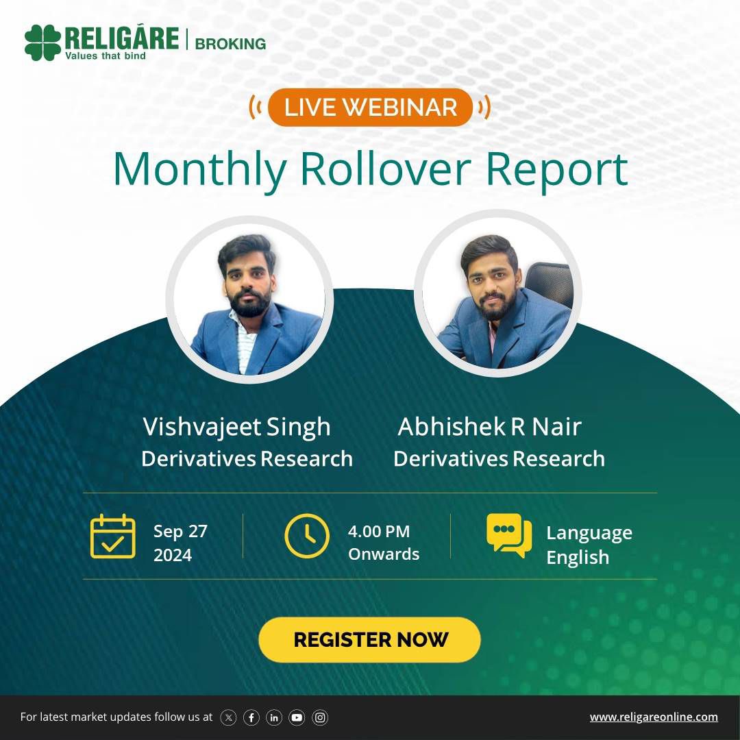 religareonline's tweet image. Register now bit.ly/3N3j12B

Free Live Webinar on “Monthly Rollover Report” on 27th Sep 2024 from 04:00 PM onwards from our experts of Derivatives Research

#religarebrokingltd #derivativesmarket #research