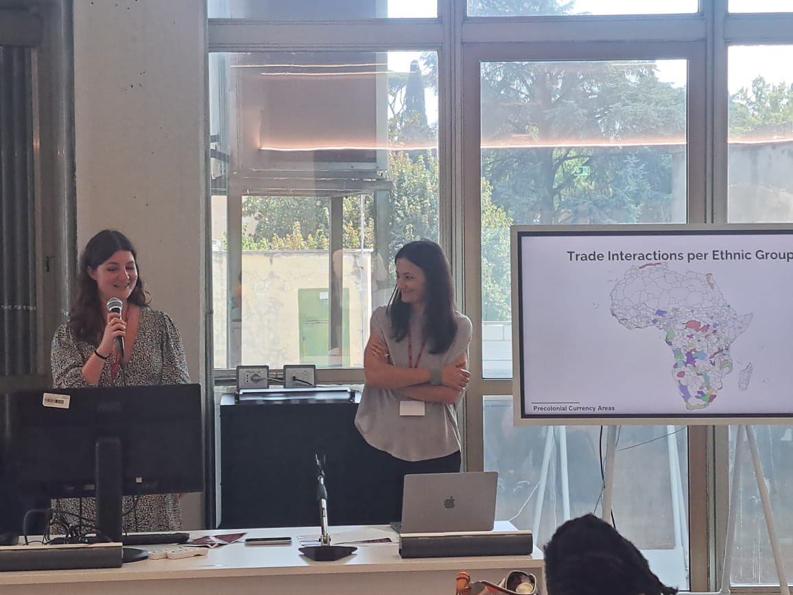 Time Traveller (@timetraveldata) on Twitter photo The team - <a href="/coetzeelauren/">Lauren Coetzee</a> and <a href="/KarinPallaver/">Karin Pallaver</a> - presenting new work on pre-modern currency areas <a href="/AfEconHis/">African Economic History Network (AEHN)</a>. Frontier research using BIG DATA to show how Africa was more integrated than previously thought. Joint with @MoradiAlexander, <a href="/ale_decola/">Alessandro De Cola</a> and <a href="/Edkerby/">Edward Kerby</a> The team - <a href="/coetzeelauren/">Lauren Coetzee</a> and <a href="/KarinPallaver/">Karin Pallaver</a> - presenting new work on pre-modern currency areas <a href="/AfEconHis/">African Economic History Network (AEHN)</a>. Frontier research using BIG DATA to show how Africa was more integrated than previously thought. Joint with @MoradiAlexander, <a href="/ale_decola/">Alessandro De Cola</a> and <a href="/Edkerby/">Edward Kerby</a>