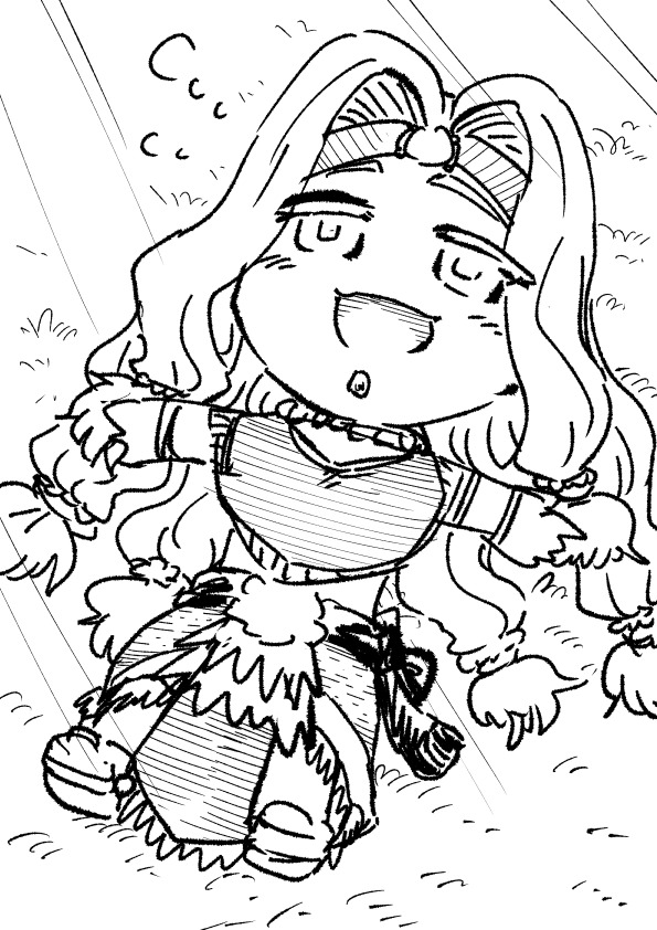 一発描きでお送りする今日のお姉さん🌞(日向ぼっこのすがた) 