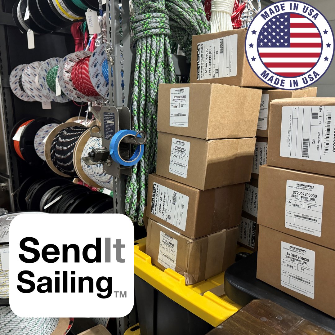 SendIt_Sailing's tweet photo. 🌊 @SendItSailing stocks more AmSteel®-Blue by @Samson_Rope than most! Trusted by boaters, off-roaders, EMS, and more. 🇺🇸 #MadeInTheUSA.

🛒 Retailers: Ask about industry pricing! Shop now: https://t.co/YiCu6tqU1d. Use code AmSteel for special pricing! #AmSteelBlue #SamsonRope #MadeInUSA #Wholesale #Boating #OffRoad