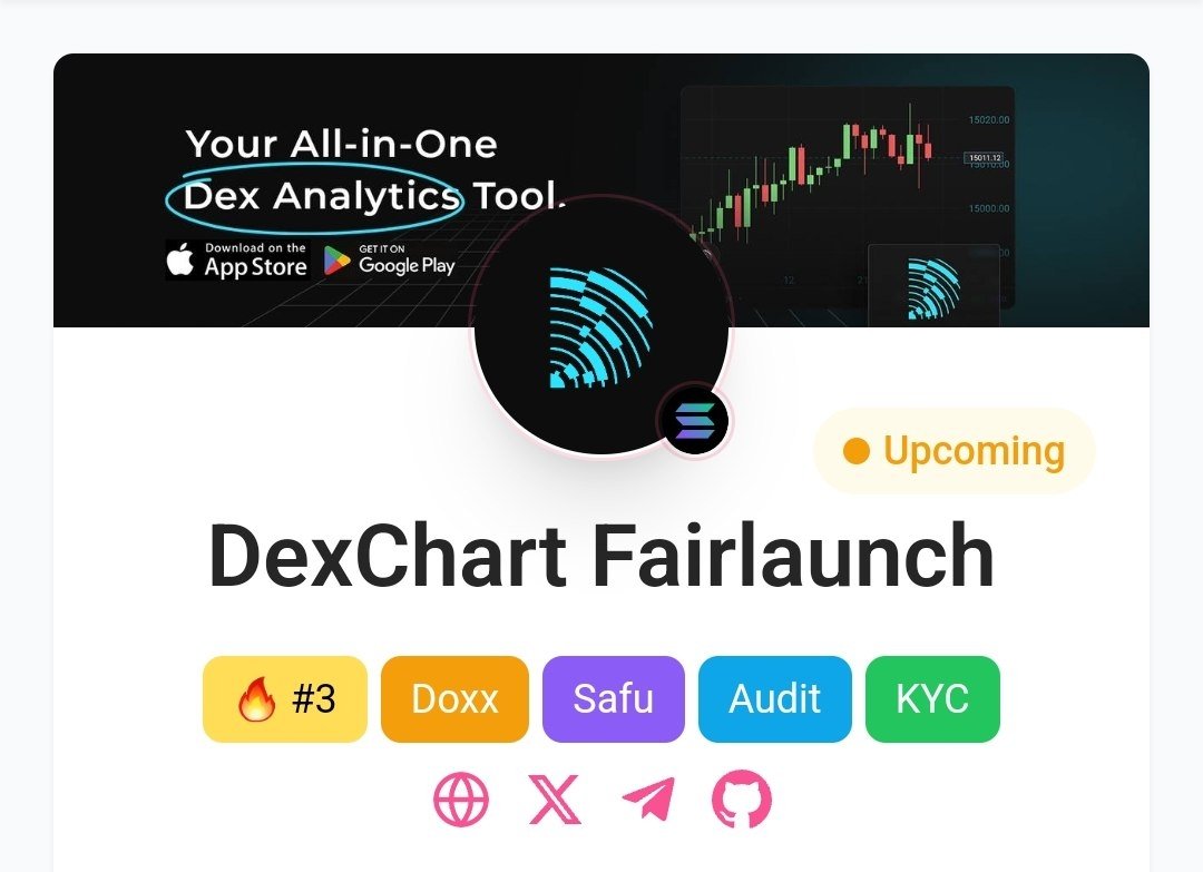 Dwen_Exchange's tweet photo. SOL 🔥🟡🟢

         $DexChart 🪙 ，pinksale fairlaunch🔥,all badges listed, a based one, tax 0, and DexChart is a decentralized charting tool for cryptocurrency traders,so let's keep an big eye on it, 🟡🟢,dyor

👇👇👇👇👇👇👇👇👇👇👇👇
Pinksale⚪️: https://t.co/KxnZbUBsH3

GitHub: https://t.co/3XEY0tFhv2
Website: https://t.co/Tx0G6rMgl1
Telegram: https://t.co/PlIKOCW1SO
Twitter:https://t.co/eyQOSihOu2