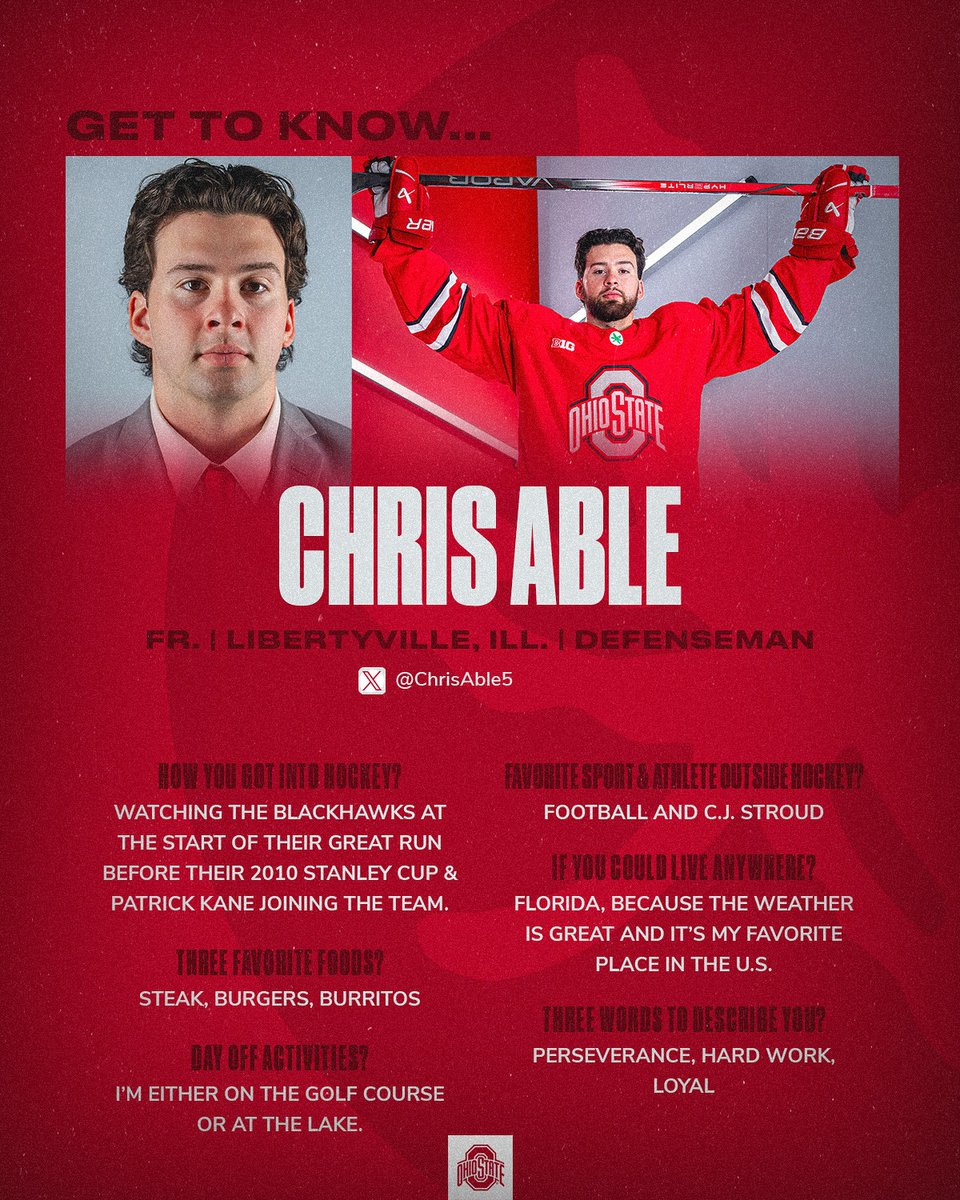 OhioStateMHKY's tweet photo. #️⃣2️⃣ Chris Able joins the Buckeyes as a rookie this season, one of seven members of the freshman class.

#GoBucks | @ChrisAble5 https://t.co/kRh7RxPw2R