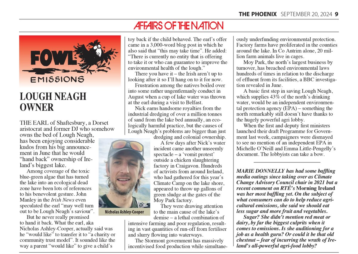 sli_eile_'s tweet image. Article in latest Phoenix Magazine on the struggle to @saveloughneagh_ &amp;amp; on #ClimateCamp 2024 and the ‘vomit protest’ highlighting "the main cause of the lake’s death (and a big cause of climate emissions) – a lethal combination of highly intensive farming and poor regulation".
