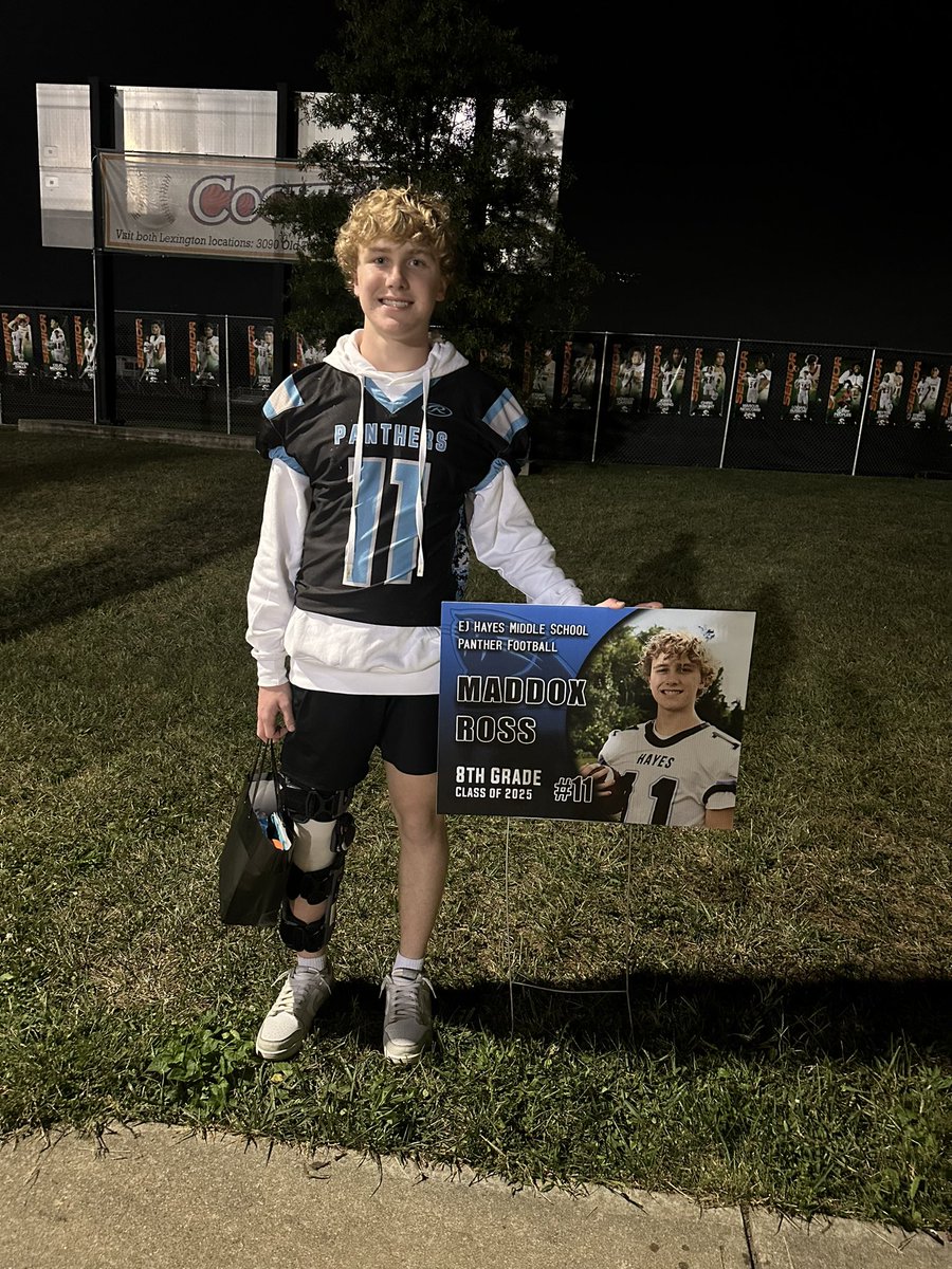 Not the season we wanted but still so proud of Maddox and his team. Hayes 8th grade night 🩵🏈