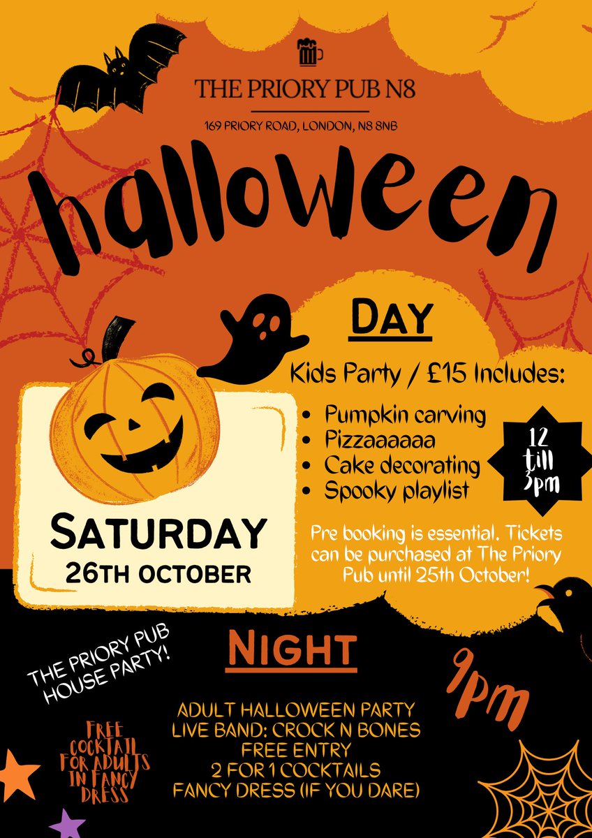 ThePrioryPubN8's tweet photo. Get ready for an exciting October at The Priory Pub N8! 🍂 Check out all our upcoming events this month and don’t miss out on the fun. See you there! 🍻 #ThePrioryN8 #OctoberEvents #LiveMusic #PubVibes https://t.co/Av4GVlawrI