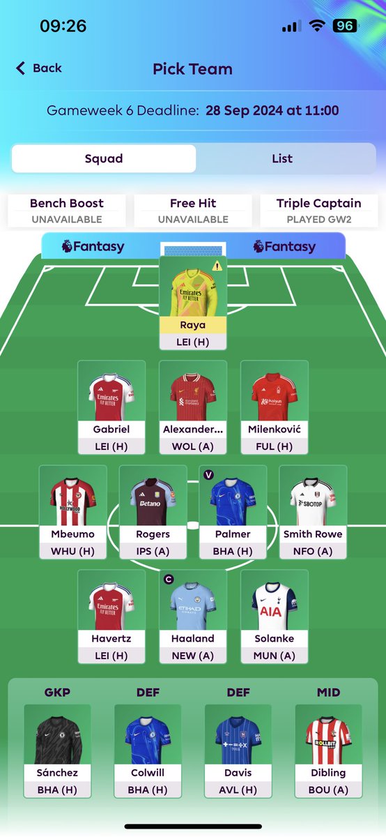 On WC. Pretty confident this is what I’m going with. Palmer won out over Saka, but is an easy free to get back. Can pull money out of a few places. Happy. #FPL #FPLCommunity