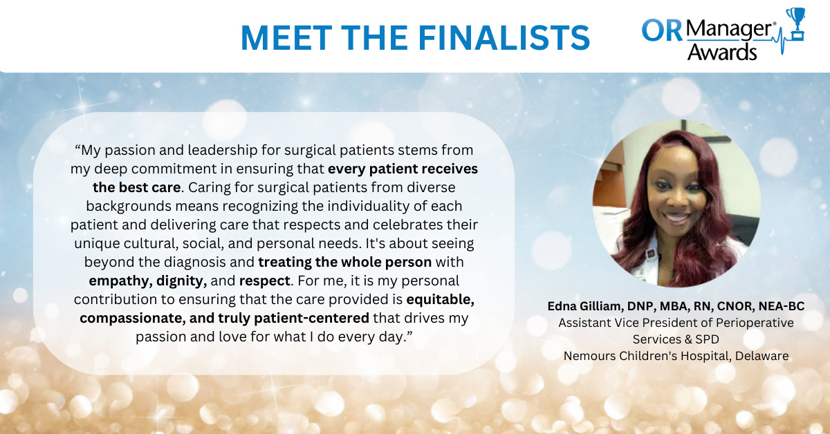 OR_Manager's tweet image. Shining a spotlight on some of our OR Manager Awards finalists! We can't thank them enough for working hard to create positive impacts on their facilities all while loving what they do #ORManager #ORMC2024 Learn more about our awards: ormanager.com/awards/