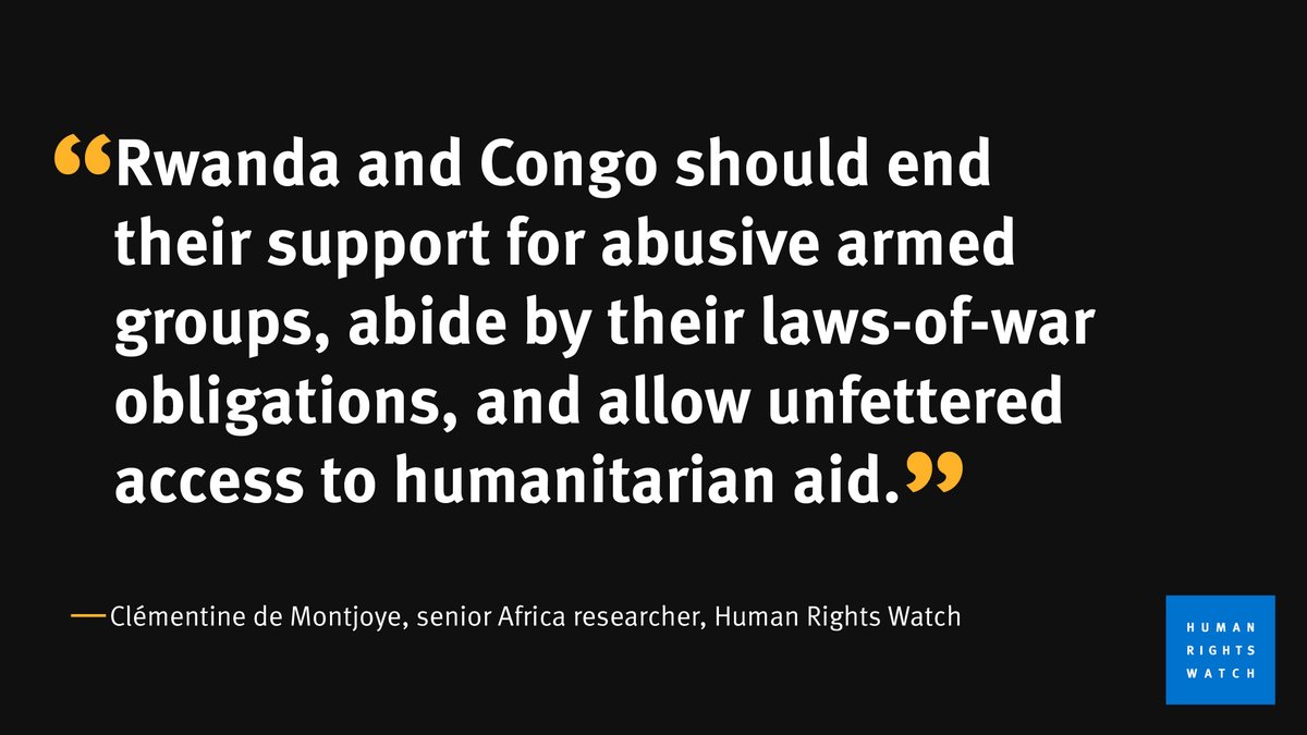 hrw's tweet photo. As the conflict has approached Goma, the area’s residents and over half a million displaced people have been increasingly at risk of being caught in the fighting and denied humanitarian aid.

Read more: https://t.co/ThlenRnuaX https://t.co/Xv7i0aFwoa