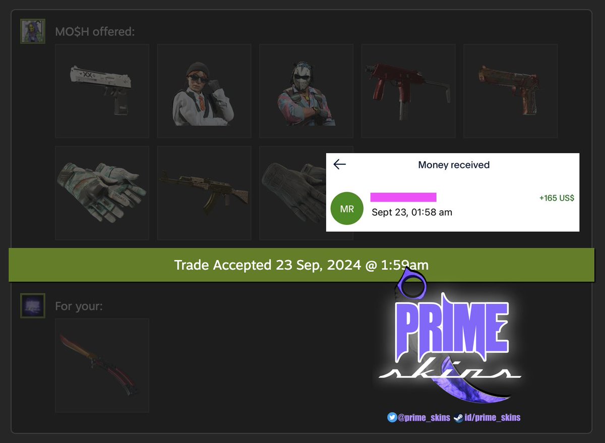prime_skins's tweet photo. Fast upgrade with extra payout by PayPal. Feel free to contact me for the best deals!
Steam: https://t.co/crXOwG9mIr
CSGO-REP: https://t.co/NEPG8g76eg
#csgo #counterstrike #csgoskin #csgoskins #csgotrading #CS2 #buff163 #csmoney #csgofloat #buffmarket #prime_skins https://t.co/IMakOBFkwG