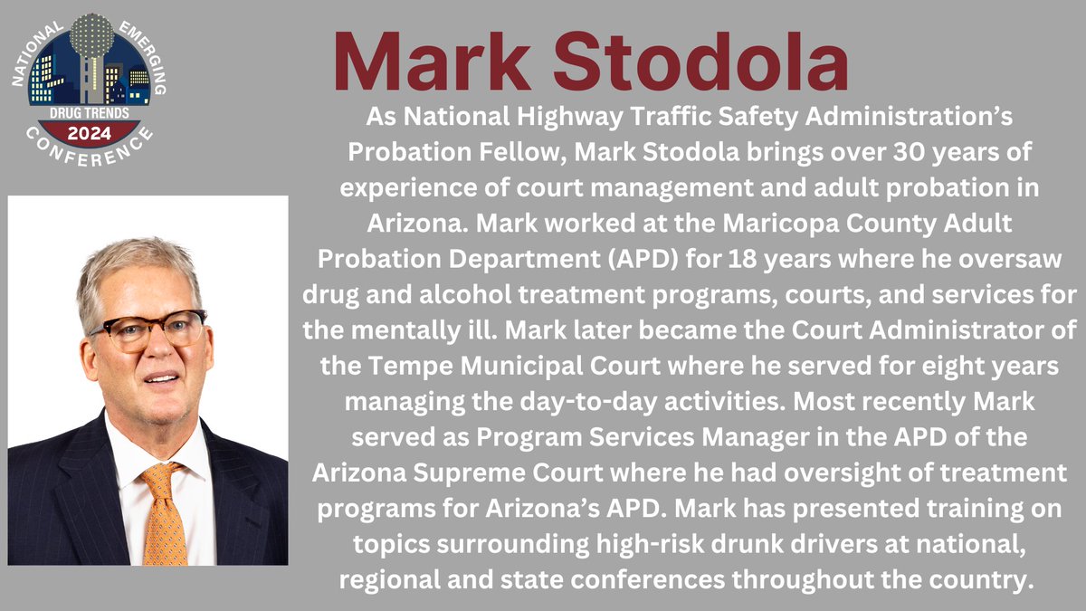 EmergingDrugCon's tweet photo. We introduce Mark Stodola to our 3rd Annual conference where he will discuss "The Changing Landscape of Impaired Driving"
#edt2024 #emergingdrugtrends #ImpairedDriving #trafficsafety
Register now!
https://t.co/s5nfJaaeMY https://t.co/Ul5aoQDjn7