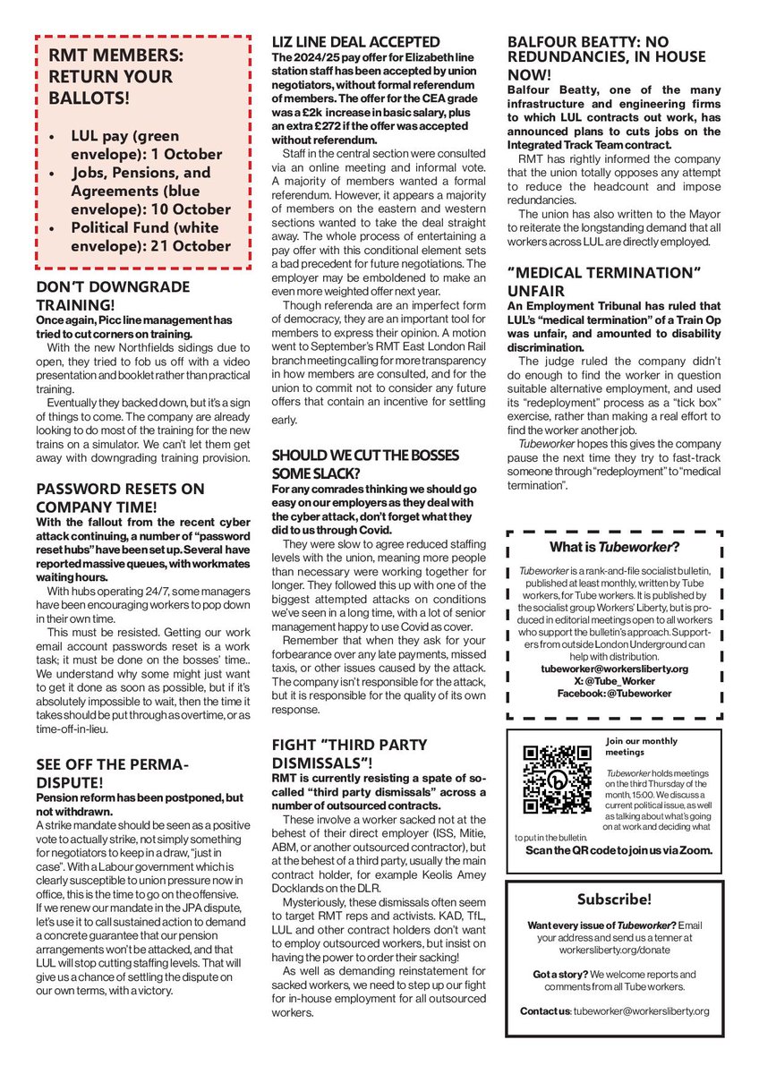 The latest edition of our bulletin is now online. This issue calls for our unions to organise action to put pressure on the new Labour government. Plus, local and workplace stories.

Download the PDF at workersliberty.org/story/2024-09-…