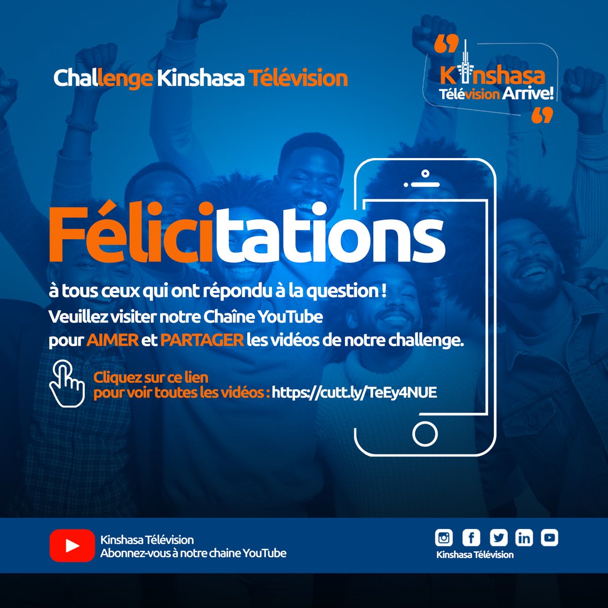 Challenge Kinshasa Télévision

Félicitations à tous ceux qui ont répondu à la question !

Cliquez sur ce lien pour voir toutes les vidéos : cutt.ly/TeEy4NUE

Kinshasa Télévision arrive !!!