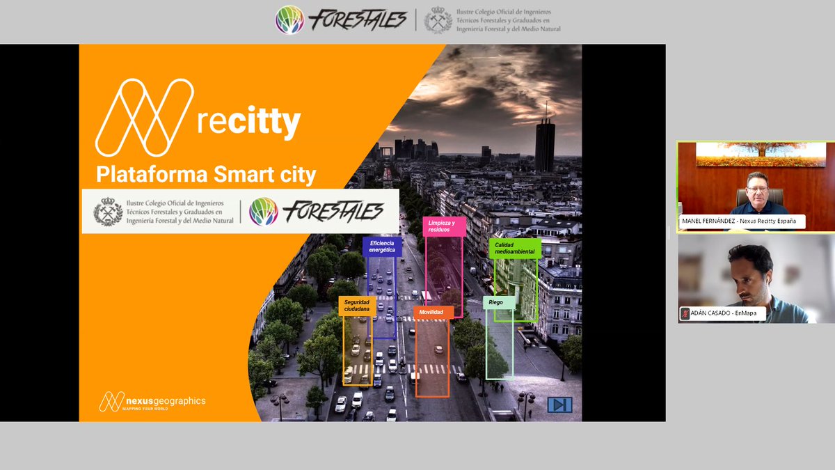 IngForestal50's tweet photo. Comienza en estos momentos el #CaféForestal sobre #GIS y #SmartCities. Hablaremos de nuevas tecnologías y casos de uso de utilidad en la actividad diaria de la ingeniería forestal con Manel Fernández #Recitty y Adán Casado @enMapa_com. https://t.co/52wkAYhIQc