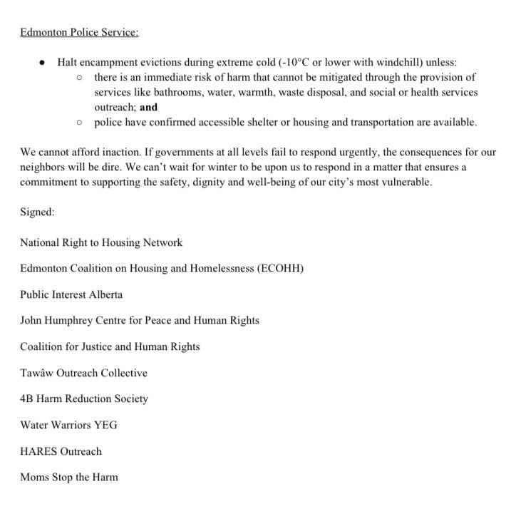 ChrisWiebe780's tweet photo. NEW: 10 local, provincial, and national orgs release a joint statement calling on all levels of government to act urgently given the catastrophic increases in the number of Edmontonians experiencing houselessness.

#abpoli #yegcc #yeg https://t.co/eN7Cl0z109