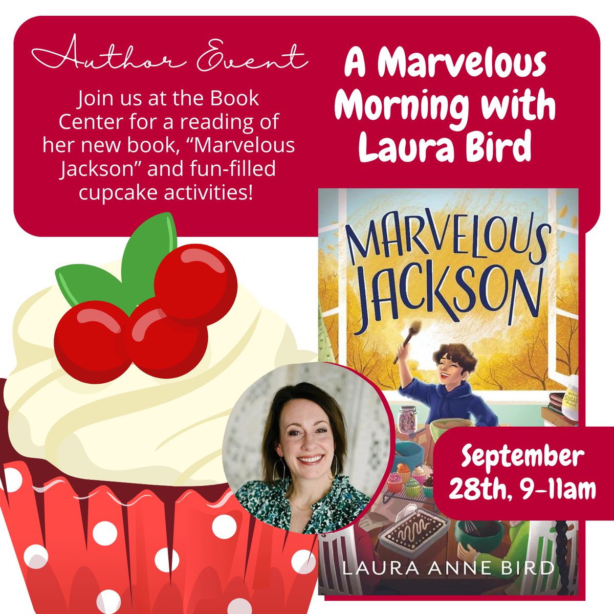 🧁 SATURDAY! 🧁 Get ready for a sugar rush of fun as Laura Bird brings her sweet new book, “Marvelous Jackson,” to life! 📚 ✨ Bring your sweet tooth and your love for reading - we can’t wait to see you! 👋 📖

 #BigRedReadingBus #NewBookFeeling #freebooksforkids