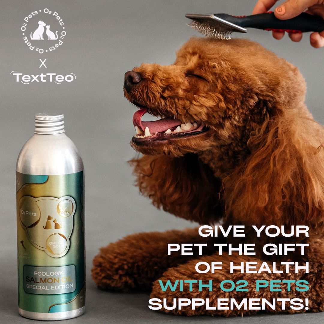 TextTeo_AI's tweet photo. 🐾 The TextTeo team has exciting news for you! We’ve partnered with O2 Pets to bring your pets the very best in health and wellness.

🔷 Here’s why O2 Oil is the best choice: 
🔹 Enhanced OMEGA-3 formula for maximum benefits 
🔹 Tailored to your pet's unique needs 🔹 Scientifically developed and produced in Italy 🇮🇹 
🔹 Balanced EPA and DHA for optimal absorption 
🔹 Supports overall health and vitality

🌿✨ At O2 Pets, we merge science and nature in every drop. Make sure your furry friend thrives with the highest quality supplements available. 🐶🐱