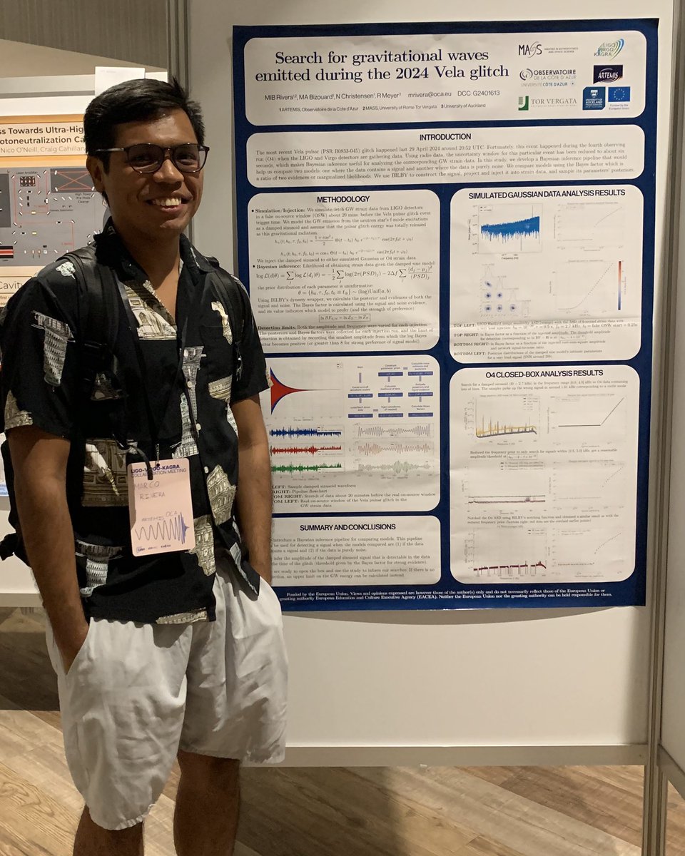 Shanika Galaudage (@astronerdika) on Twitter photo Here are some folks from <a href="/ObsCoteAzur/">OCA</a> <a href="/lab_artemis/">UMR Artemis</a> with their posters at the LVK meeting this week! 🤩
Some cool science by Hugo Einsle and Marco Rivera (<a href="/MIBRivera/">Marco Immanuel Rivera</a>)
<a href="/ego_virgo/">EGO & the Virgo Collaboration</a> <a href="/LIGO/">LIGO</a> <a href="/KAGRA_PR/">KAGRA Gravitational Wave Observatory</a> #GravitationalWaves Here are some folks from <a href="/ObsCoteAzur/">OCA</a> <a href="/lab_artemis/">UMR Artemis</a> with their posters at the LVK meeting this week! 🤩
Some cool science by Hugo Einsle and Marco Rivera (<a href="/MIBRivera/">Marco Immanuel Rivera</a>)
<a href="/ego_virgo/">EGO & the Virgo Collaboration</a> <a href="/LIGO/">LIGO</a> <a href="/KAGRA_PR/">KAGRA Gravitational Wave Observatory</a> #GravitationalWaves