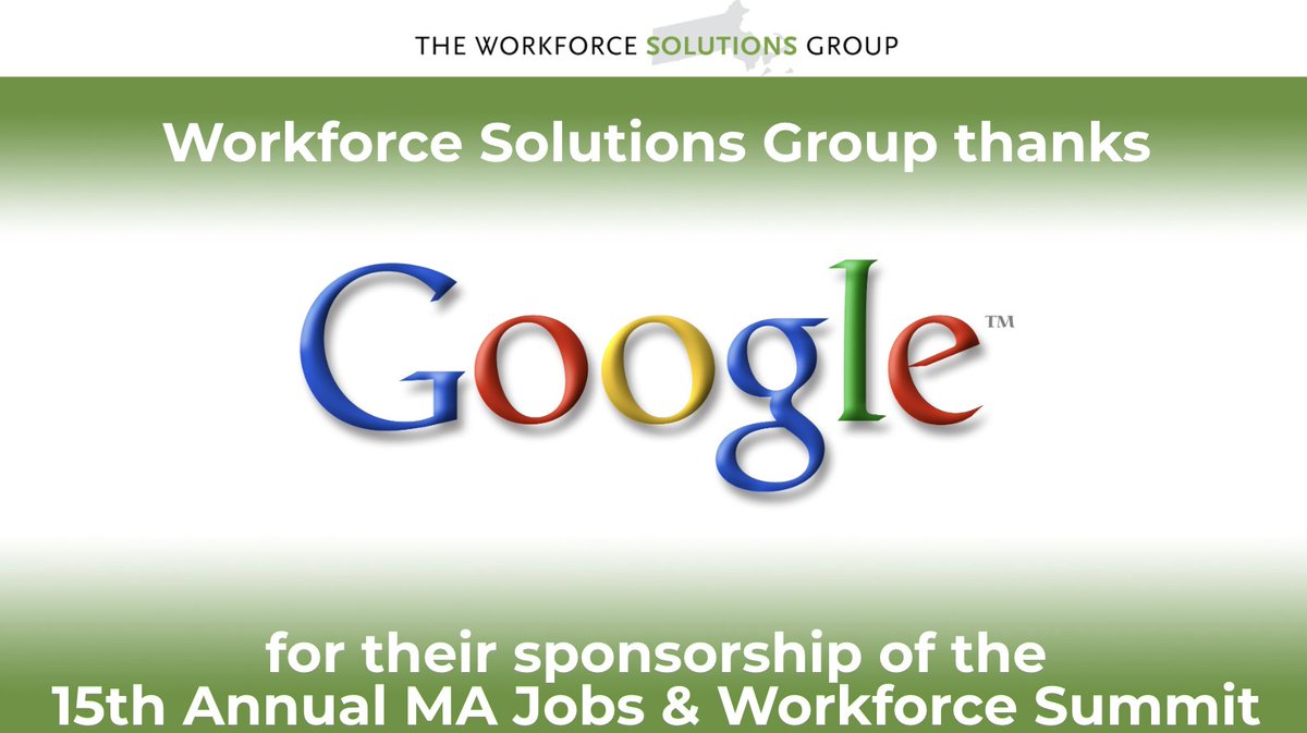 A big thank you to our sponsor <a href="/Google/">Google</a> for their sponsorship of the 15th annual MA Jobs &amp; Workforce Summit. #MAJobsSummit24 #Google