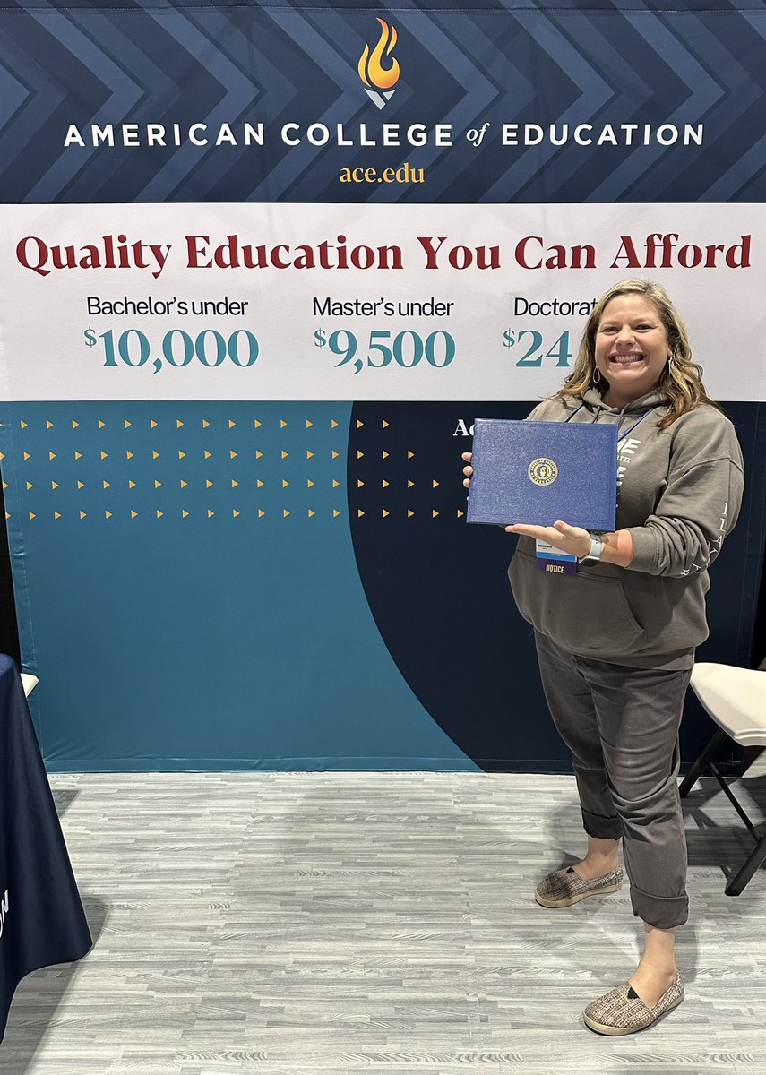 TJDavisACE's tweet image. Thank you, Jackie, for stopping by &amp;amp; for being so excited that @ACEedu is at the @NCTM Conference! Jackie is a 2015 ACE graduate with her M.Ed. in Curriculum &amp;amp; Instruction! She is now ready to do her M.Ed. in Ed. Leadership! #ACEAlumni🔥 #NCTMCHI24🧮🧑‍🏫
@Ace_SNordstrom