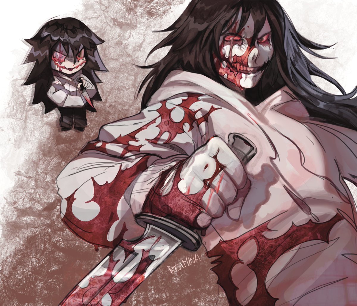 More Jefff!
The scar on his right eye is from Jane. I don't think he hated her prior to that. I try to make him look as scary as possible but he's keeping his long hair lmao.
Also I imagine he has green eyes instead of blue

#creepypasta #creepypastaart #jeffthekiller