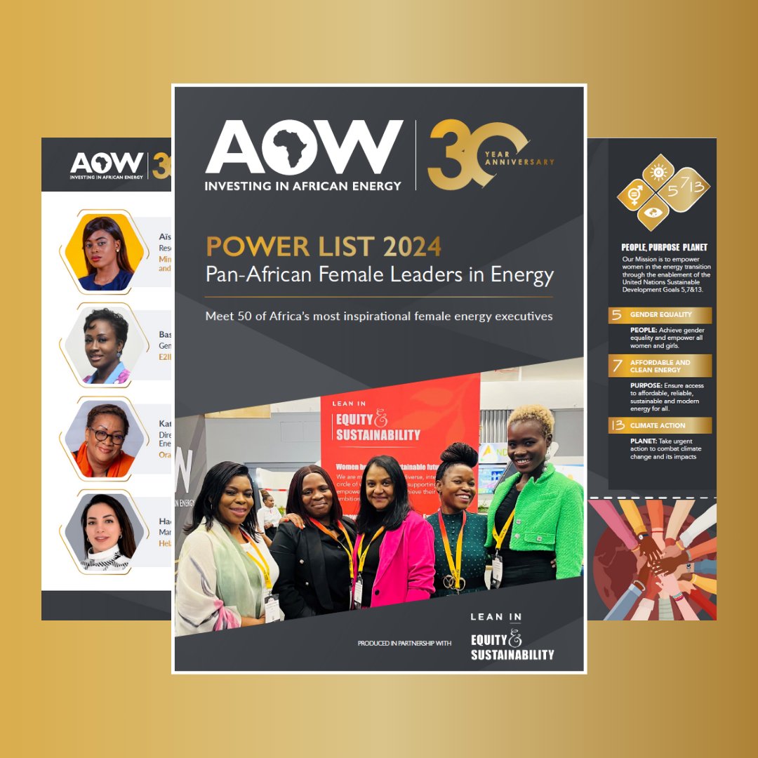 In partnership with Lean In Equity &amp; Sustainability, AOW proudly presents the Pan-African Female Leaders in Energy Power List 2024, honoring 50 exceptional women driving Africa’s energy future. 

📥 Download the Power List here: eu1.hubs.ly/H0cFy4c0