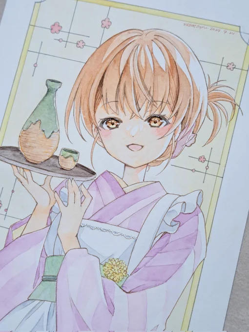 とりあえず塗りおわ合う額がないのでマットでも作るかな#アナログ絵 