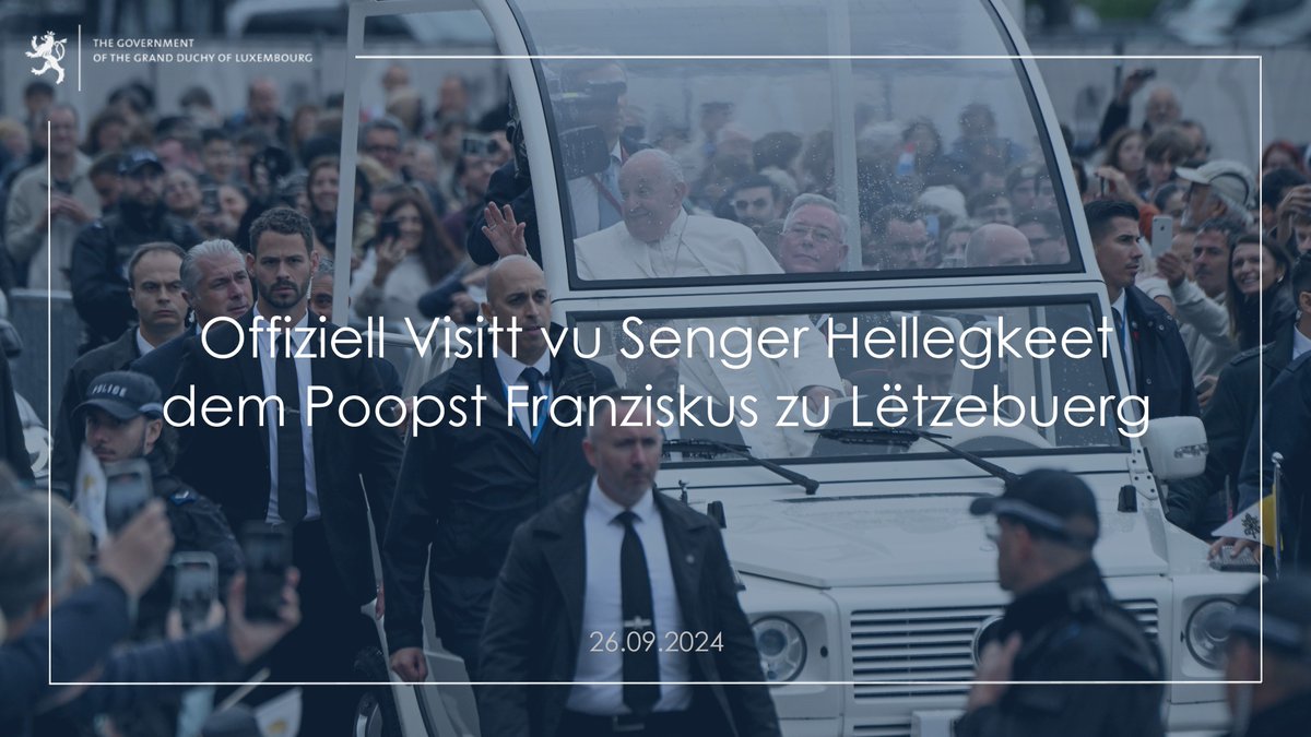 gouv_lu's tweet photo. Impressions du parcours en papamobile de Sa Sainteté le Pape François à travers la Ville de Luxembourg | Impressions of the tour of the city centre of Luxembourg by His Holiness Pope Francis in the Popemobile.➡️https://t.co/GmISPb8f3Q
#POPEinLU #gouvernementLU https://t.co/HafIX8AUHL