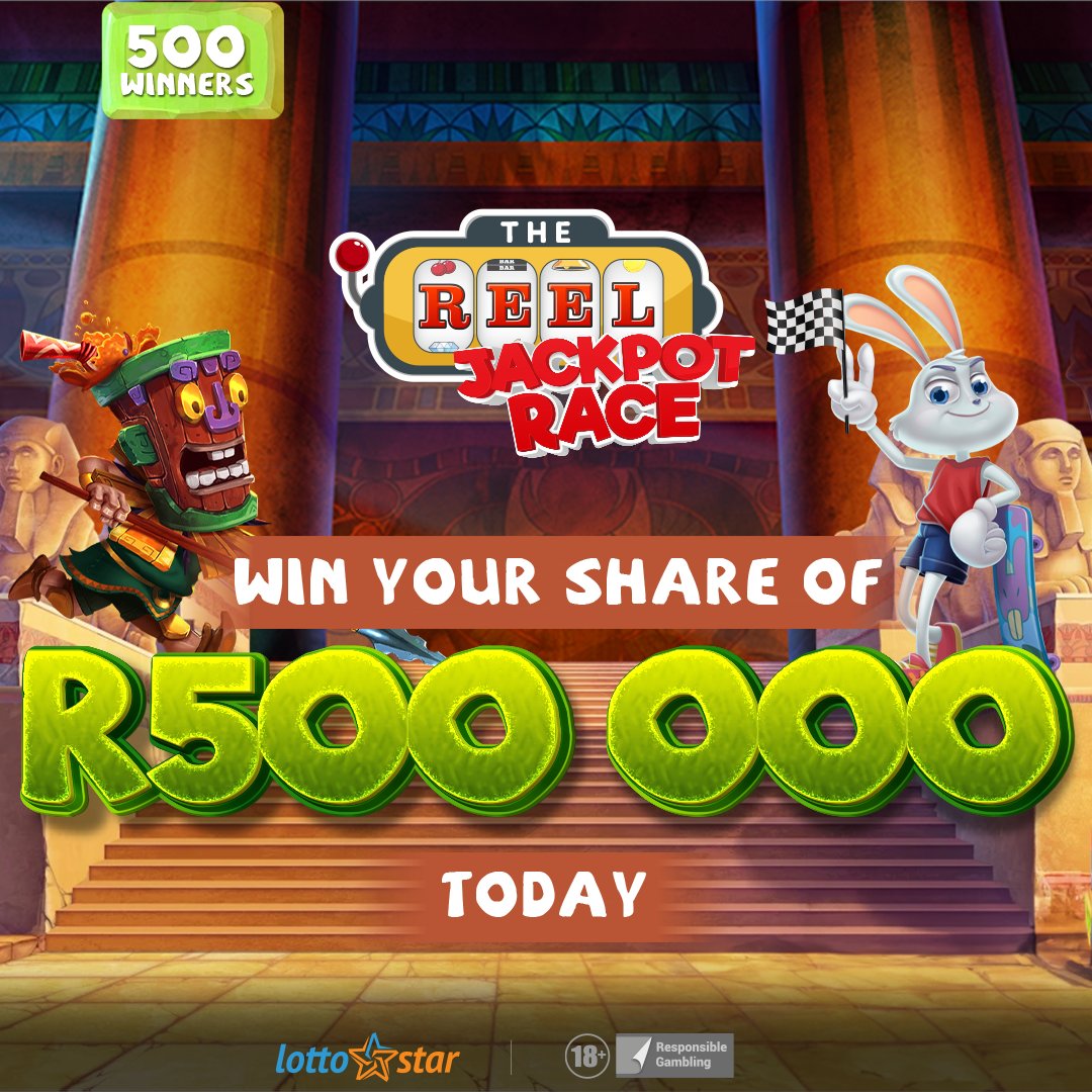 Lotto_Star's tweet photo. Rev up the excitement for tonightβs Reel Jackpot Race. ποΈ
Get ready for spin your way to 1st place and for a share of R500,000. π°
Are you in the race to win big? π€©
Minimum bet is R2.
#LottoStar #ReelJackpotRace #Spinthereels #ReelRush https://t.co/V28w4I7GUa