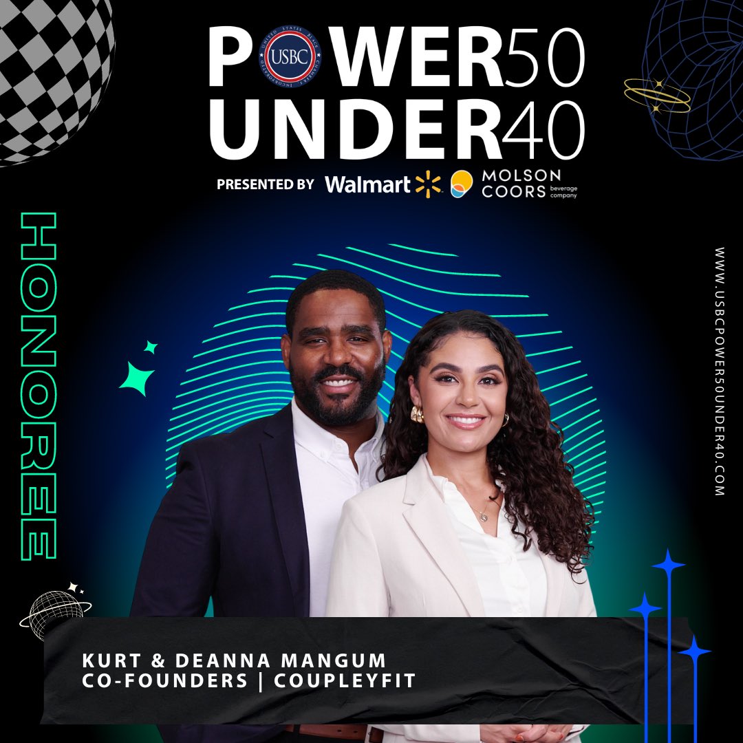 CoupleyFit's tweet photo. We are overjoyed that we’ve been named 2024 USBC Power 50 Under 40 Honorees, presented by Walmart and Molson Coors Beverage Company! 🎉
Thank you to @usblackchambers for recognizing CoupleyFit™ for the work we do to create generational health.
#USBCPower50 #Power50Under40 https://t.co/b5lkPzkxOb