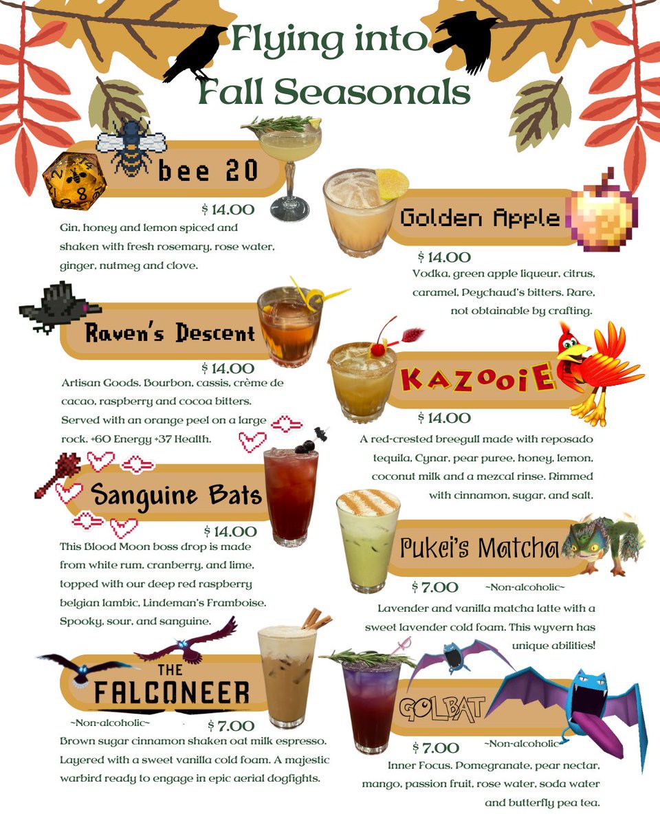 EmeraldTavern's tweet photo. Have you had the chance to get acquainted with our BRAND. NEW. seasonal drink menu??

come stop by the tavern and give one, or all of them a try!  
 #atx #austintexas #austintx #austinsmallbusiness #emeraldtavern #austingamers https://t.co/XxkE9QgZit