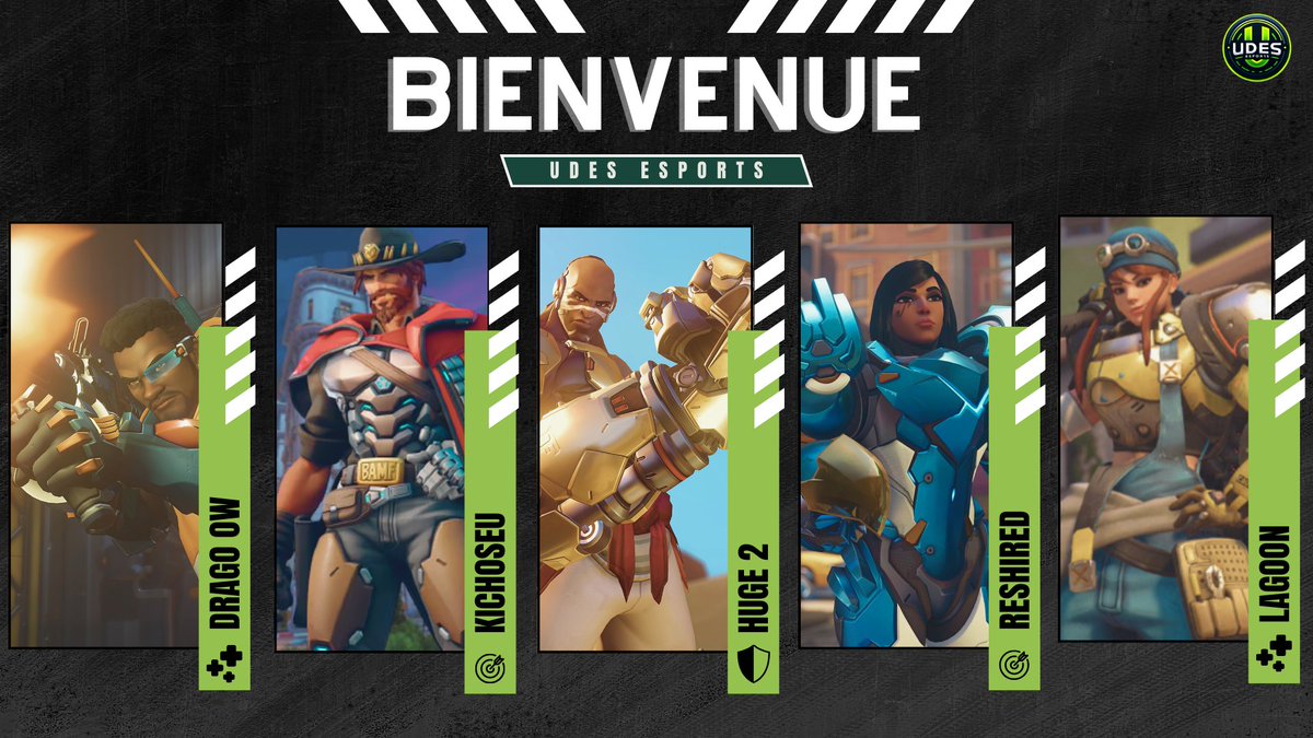 EsportsUdeS's tweet photo. Le roster OW2 de l'université de Sherbrooke
🛡️Tank : Huge2
⚔️DPS : kichoseu
⚔️ DPS : @ReshiRed_ 
🧪Support: @drago_ow 
🧪Support: Lagoon

⚔️ Remplaçant DPS: Ace
🧪 Remplaçant Support: anros24
🗒️ Manager: Bastien https://t.co/tm8ZSFLM7F
