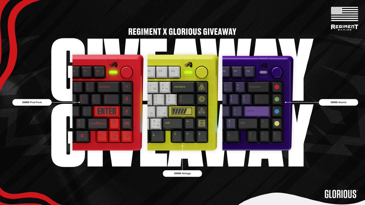 RegimentGG's tweet photo. In celebration of @Glorious releasing the GMMK 3... We're giving away 3x KEYCAPS that looks PERFECT with their NEW Keyboards!

✅ Follow REGIMENT and @Glorious
✅ Retweet
✅ Tag a Friend

#TheREGIMENT | #IAmGlorious https://t.co/4oFFaArG0V