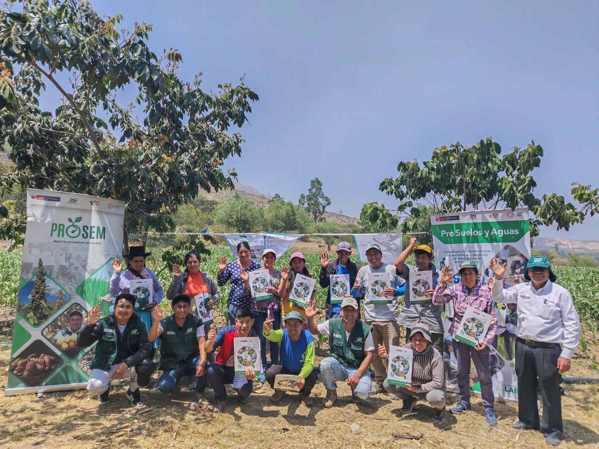 INIAPeru's tweet photo. [#Ayacucho]
La EEA Canaán a través del #PROSEM y el #ProyectoSuelosyAguas, desarrolló la ECAs en la comunidad Ocana, provincia de Huanta, con el objetivo de fortalecer sus conocimientos en el uso adecuado de fertilizantes y plaguicidas para una agricultura sostenible. #INIA https://t.co/lNoPo3Csww