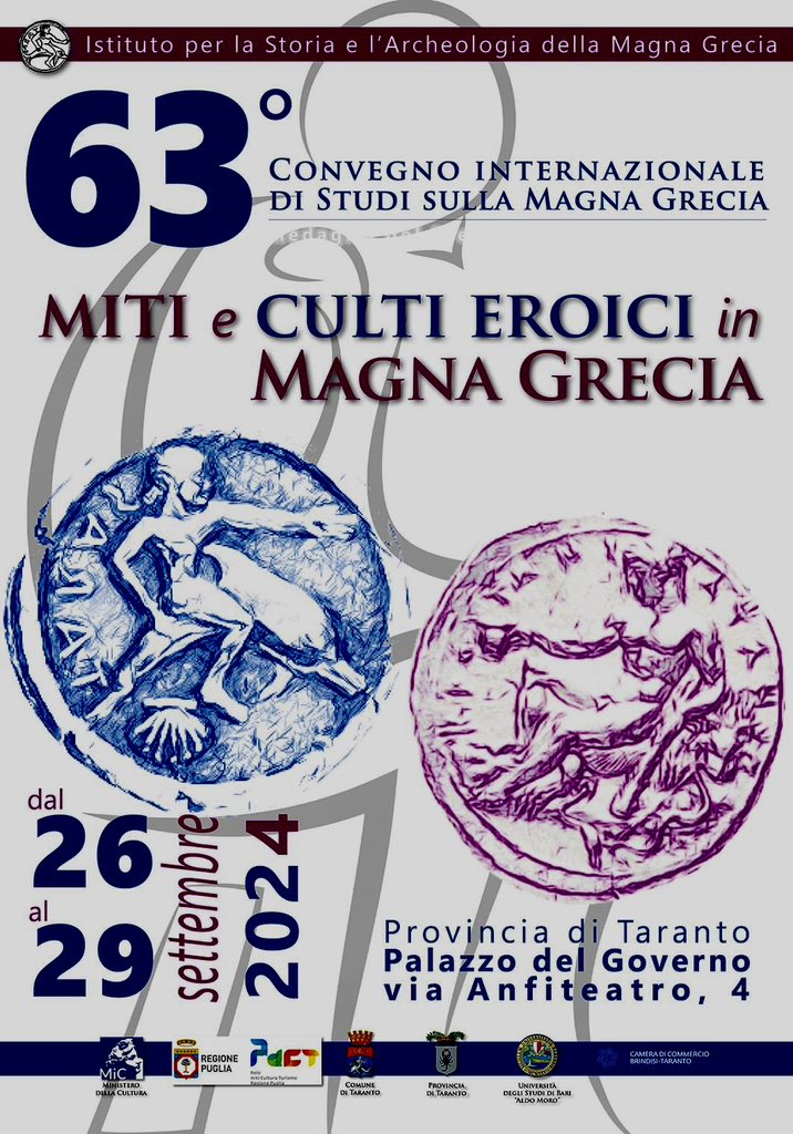 FlaviaFrisone's tweet image. 63° CONVEGNO INTERNAZIONALE DI STUDI SULLA MAGNA GRECIA
Taranto, 26-29 settembre 2024

“Eracle eroe della precedenza e della frontiera” il mio contributo 

@TheAncientWorld 

#storiagreca #mitologia #ancientgreece #unisalento