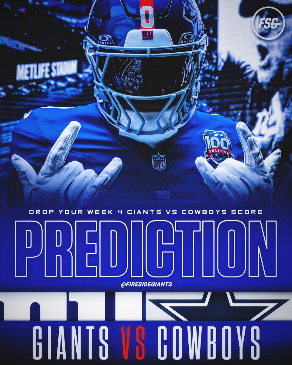 FiresideGiants's tweet photo. Drop your Giants vs Cowboys score prediction below! #Giants100 https://t.co/qW3bugXpqU