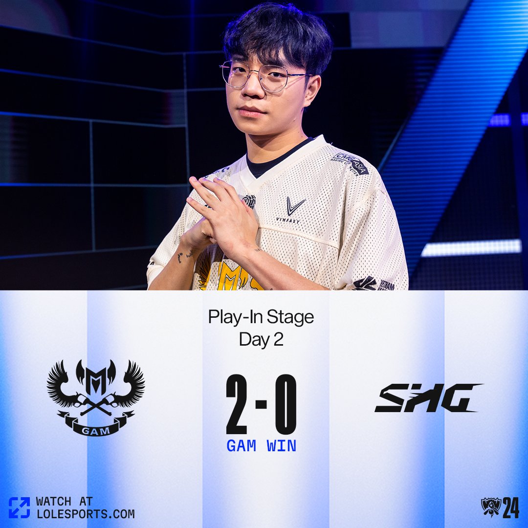 🌍 #Worlds2024 
🇻🇳 #1 GAM - SHG #2 🇹🇼
Gambit Esports miażdży japońskie Hawks w bardzo dominującym stylu. Ekipa Evi'ego nie zaprezentowała się za dobrze i wyglądała na bardzo zagubioną. Legendarny Levi z GAM co ciekawe wyciągnął Shyvane na mapie numer 1 🐲