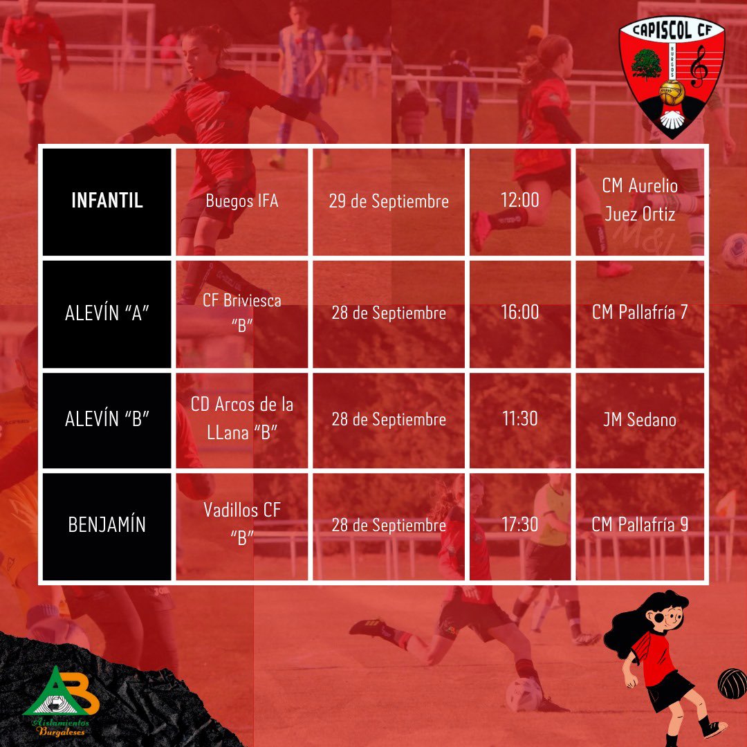 ¡Aquí tenemos los horarios de este fin de semana ‼️🔜

Tenemos muchas ganas e ilusión por empezar a tope🤩💪🏼⚽️

#capiscolfemenino
