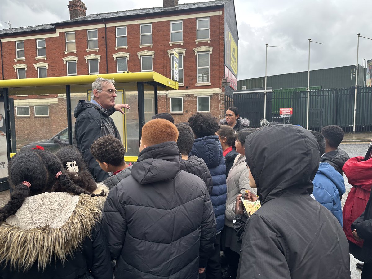 Year5WCP's tweet photo. Today, Year 6 went on a walk of the local area - visiting the future site of the new Baltic Triangle train station and nearby areas. Thanks to Tony for providing us with information about the plans for the new station, which will help us with our learning in Geography next week. https://t.co/sLh0XNlYZ1
