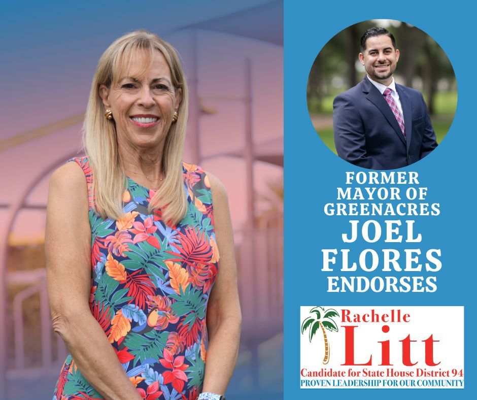 RLittForFlorida's tweet photo. I’m honored to have the endorsement of Joel Flores, former Mayor of Greenacres and current Democratic candidate for Palm Beach County Commissioner, District 3.

Joel has been a strong advocate and leader for our communities, and I’m thrilled to have his support as we continue to fight for affordable housing, access to quality healthcare, and protections for our environment. Together, we’re committed to making sure Palm Beach County and Florida have the leadership it deserves. 

Thank you, Joel, for standing with me in this journey to bring real change to Tallahassee!
#TeamLitt #GetLitt #JoelFlores #Endorsement #FLHD94 #CommunityLeadership #ProgressForAll #WeAreNotGoingBack