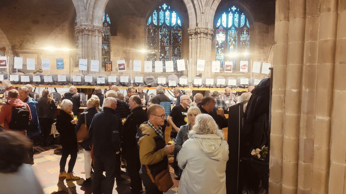 A super crowd today, half way through day 2, and making a valiant effort to drink us dry. They're unlikely to succeed though as we have 100+ beers and ciders for you to choose from. We're here at St Mary's Church SY1 1DX until Saturday