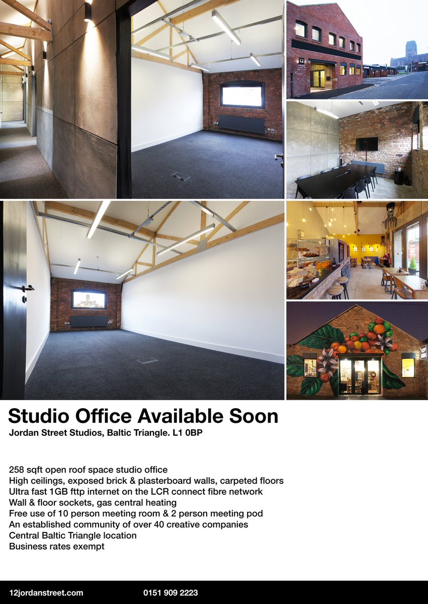 PearsonArc's tweet photo. Baltic Triangle studio office available soon:

See https://t.co/7sxw7IWKto or call 0151 9092223 for more details https://t.co/FRif6Ua6ET