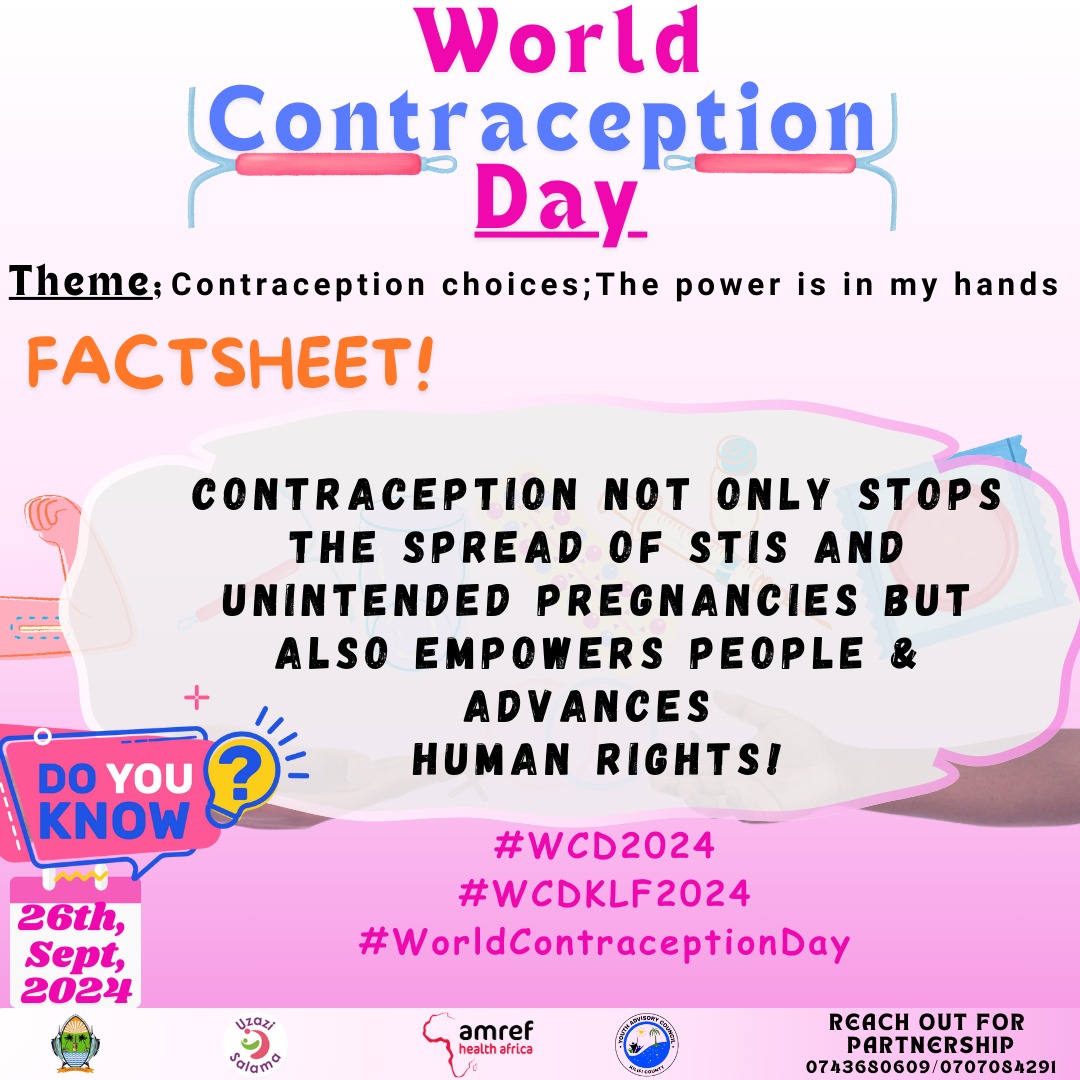 Eliezer (@eliezer_ke) on Twitter photo There are more benefits of contraceptions other than preventing pregnancies.
<a href="/Amref_Kenya/">Amref Health Africa in Kenya</a>
<a href="/DOHKilifi/">Kilifi Department of Health & Sanitation Services</a>
<a href="/kilifi_youth/">Kilifi County Youth Advisory Council</a>
#WCD2024 | #WCDKLF2024 | #WorldContraceptionDay There are more benefits of contraceptions other than preventing pregnancies.
<a href="/Amref_Kenya/">Amref Health Africa in Kenya</a>
<a href="/DOHKilifi/">Kilifi Department of Health & Sanitation Services</a>
<a href="/kilifi_youth/">Kilifi County Youth Advisory Council</a>
#WCD2024 | #WCDKLF2024 | #WorldContraceptionDay