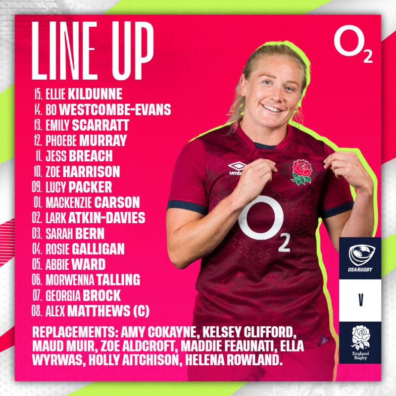 RedRosesRugby's tweet photo. TEAM NEWS 🚨

Here's your Red Roses squad to face USA in our #WXV1 opener in Vancouver 🌹

🗓️ Sunday | 20:30 BST
📺 LIVE on @BBCiPlayer

@O2 | #WearTheRose