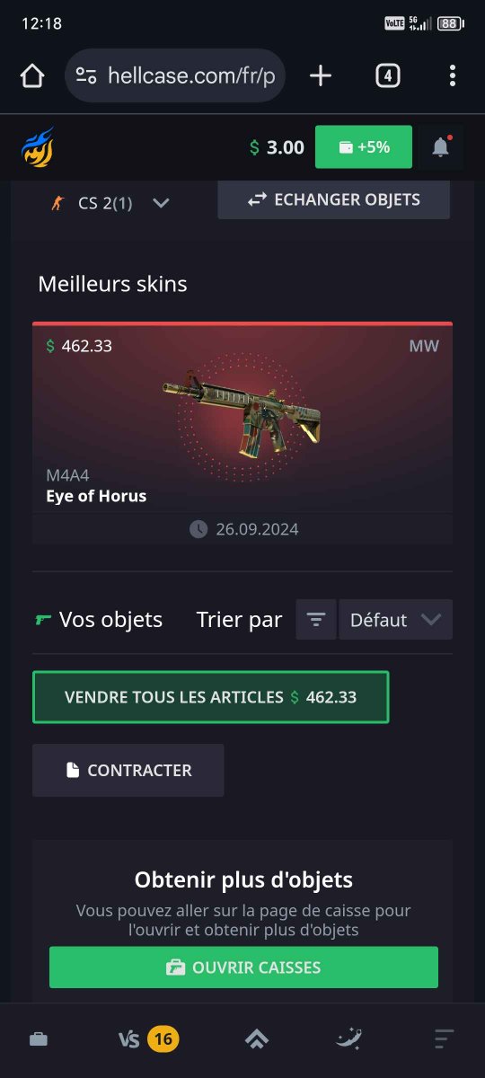 kazwiick's tweet photo. @KRL_STREAM  Help me xD 

Ce midi j'ai mis 10 euros sur Hellcase (avec ton code biensur :p) Je win une m4a4 Eyes of Horus, je rentre chez moi après ma journée de taff et elle a disparu de mon inventaire. Je fais un ticket on me répond que j'ai rien gagné du tout.. :( https://t.co/iFSfBmyNXr