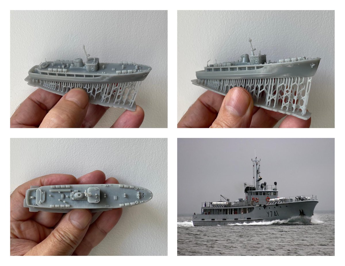 ShipShapeBrest's tweet photo. Nouveauté à l'échelle 1/400e : Transrade de 40 mètres du type Ariel. #3DPrinting #marinenationale https://t.co/xCWf3XmMjJ
