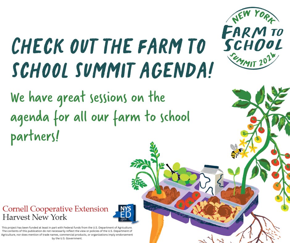 We are excited to share our exciting agenda for the NYS Farm to School Summit!  We have something for everyone-producers, educators, food service staff, and more! View the full agenda and speaker bios: bit.ly/4gl681n

#NYFTSSummit
#localfood
#newyork