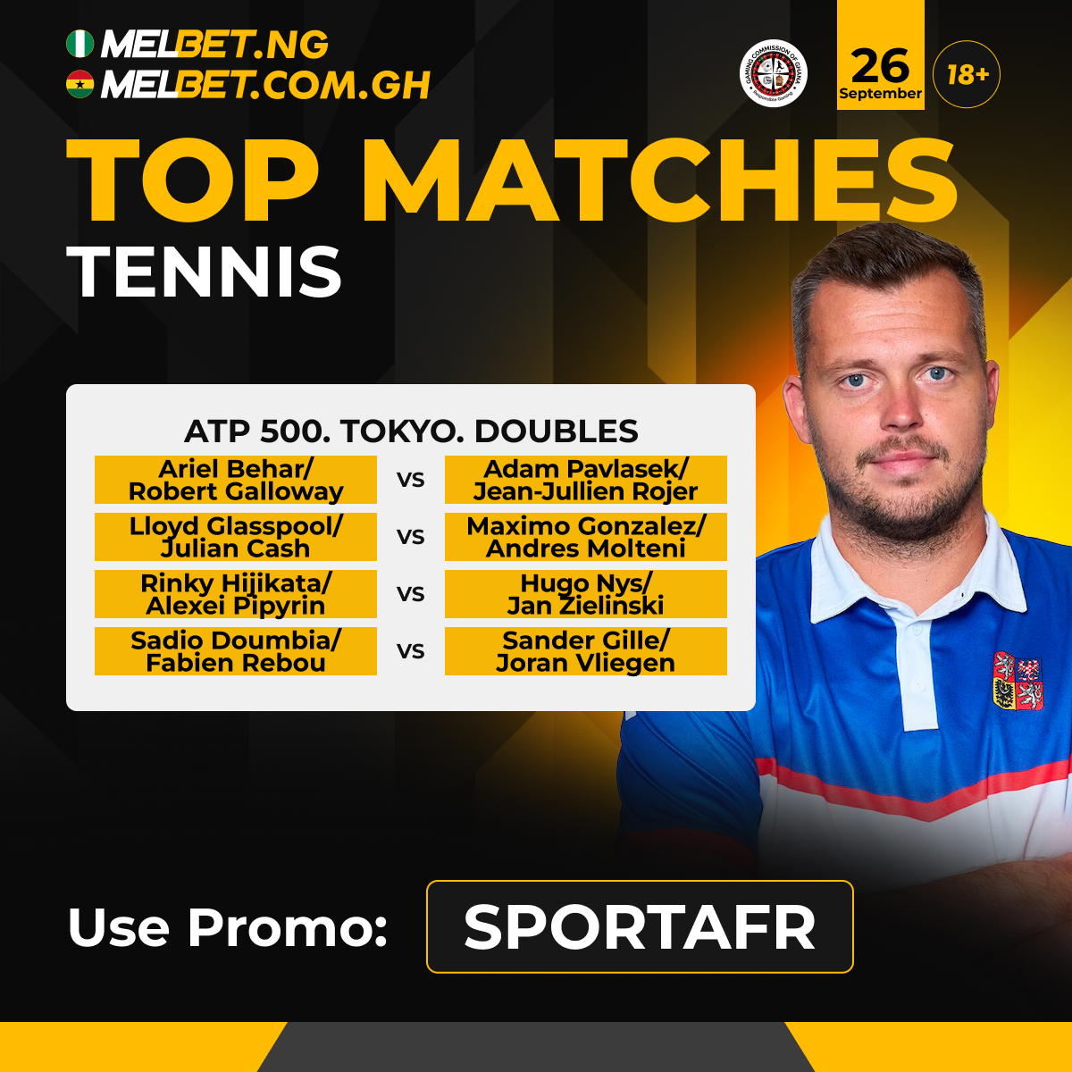 sportafrica2024's tweet photo. #ATP500
Booking Codes➡️https://t.co/N9VuQHvDnD
Increase #WelcomeBonus with #PromoCode 👉🏾SPORTAFR
#ATP500 #Tennis #ArielBehar #RobertGalloway #AdamPavlasek #JeanJullienRojer #LloydGlasspool #JulianCash #MaximoGonzalez #AndresMolteni #RinkyHijikata #AlexeiPipyrin #HugoNys https://t.co/FJvotKIQW1
