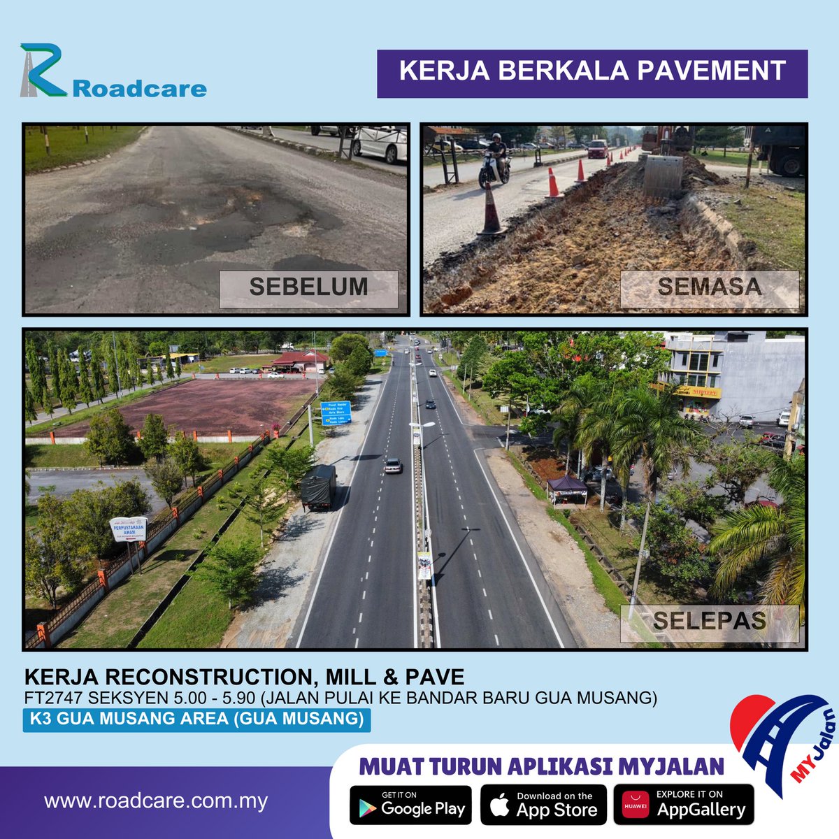 RC_GMusang's tweet photo. Kerja Berkala Pavement

Kerja Reconstruction, Mill &amp; Pave di FT2747 sek. 5.00 - 5.90, Jln Pulai Ke Bandar Baru Gua Musang, Kelantan oleh #teamroadcare 

@jkrguamusang 
@BhgJalan_Kelate 
@IPJKR_Official 
@ZTTCSFJ 
@JKRKelantan 
@Roadcare_HQ 
@Roadcare_Kelntn https://t.co/I0YgzmPLD5