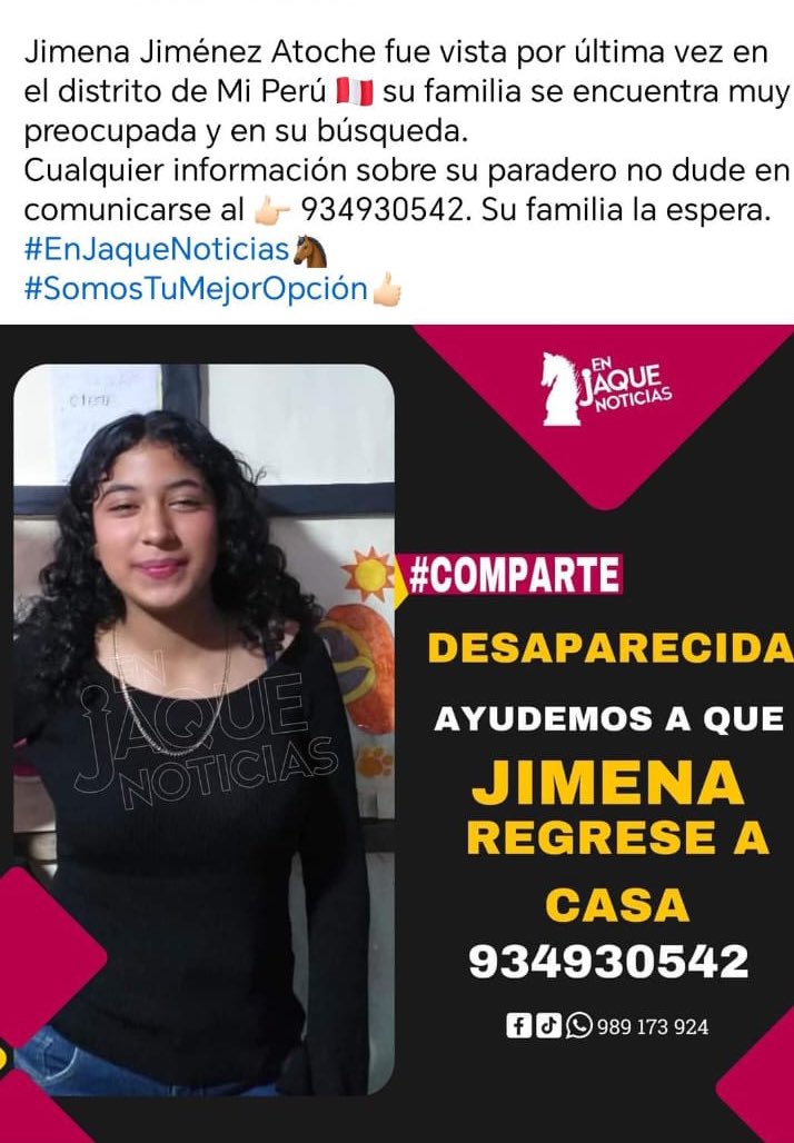 🚨AYUDEN A DIFUNDIR 🚨

Son dos días que Jimena no aparece. Por favor RT.