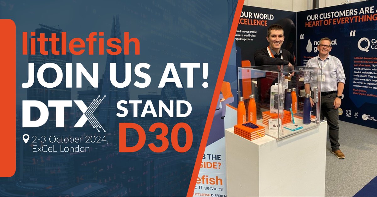We're excited to exhibit at DTX Europe 2024 on 2nd-3rd October at Excel, London!

Visit us at stand D30 to explore solutions in cybersecurity, cloud, modern workplace, and Microsoft tools to help your organization work smarter and safer.

Register here:dtx-london-2024.reg.buzz